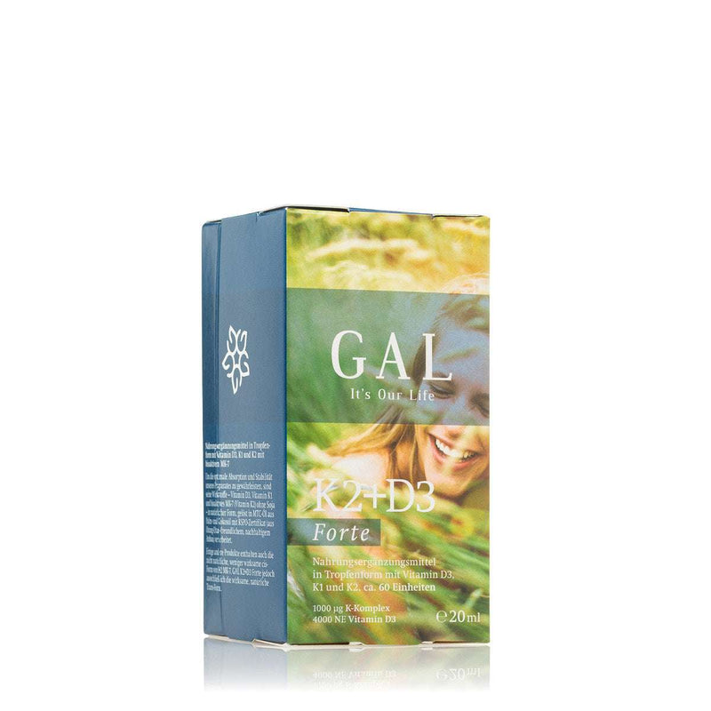 GAL K2 D3 Vitamin Forte, 1000 mcg K-Komplex + 4000 IE D3 x 60 Anwendungen - Galvitamin.de | Shop