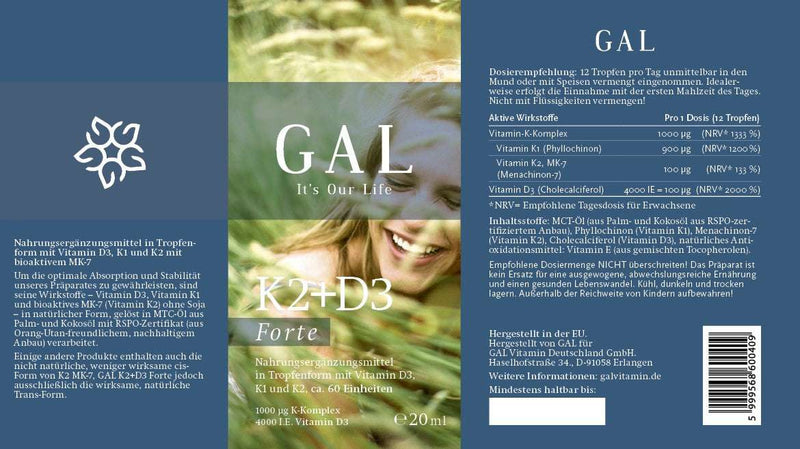 GAL Vitamin K2 D3 Forte - 20ml